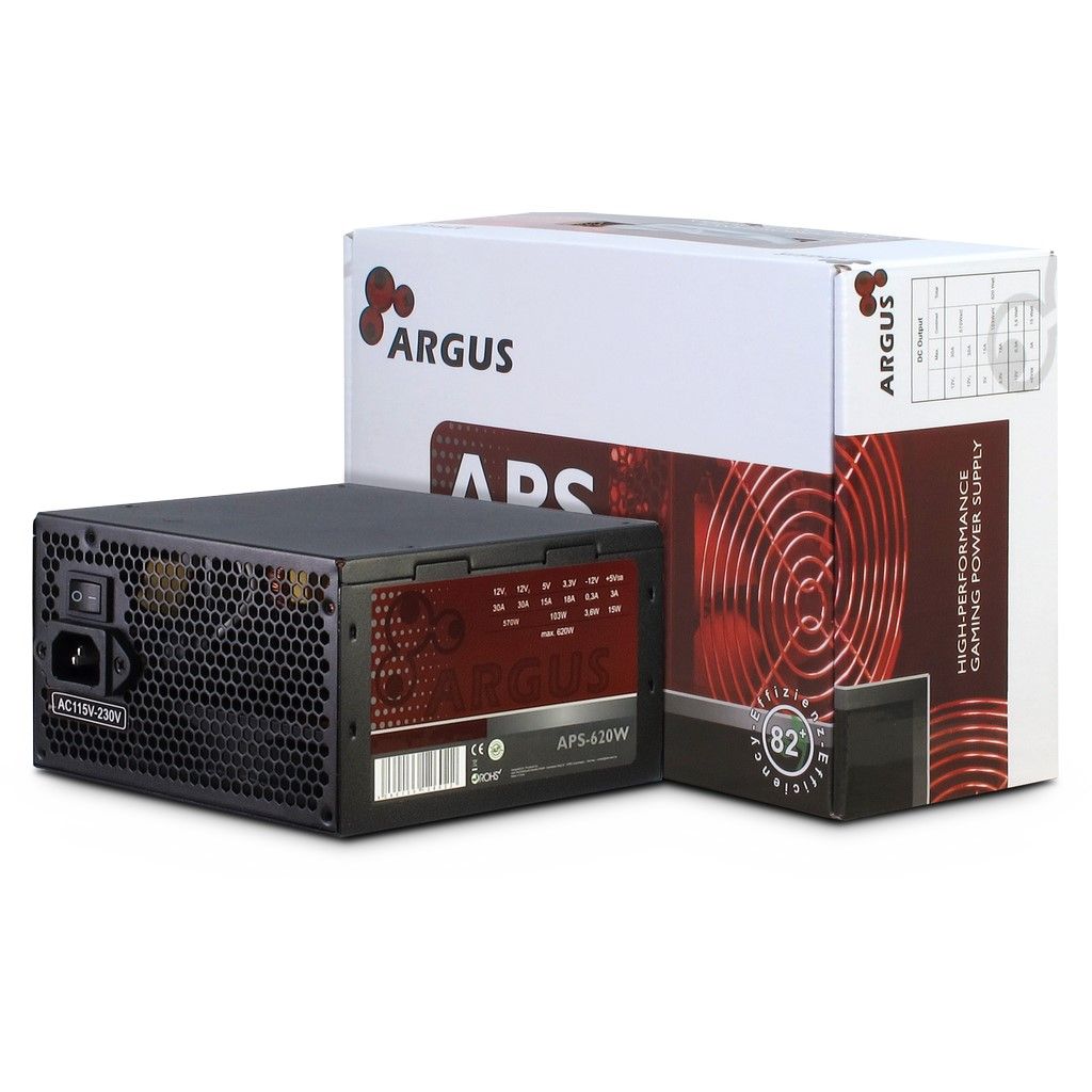 Inter-tech PSU Argus APS-620W12cm fan, Mainboard 20+4Pin PCI-Express 6+2Pin, 4x IDE 4Pin (Molex)