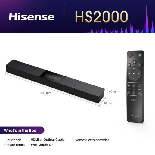 Sound bar Soundbar HISENSE HS2000 240W Max 2.1 HDMI Arc