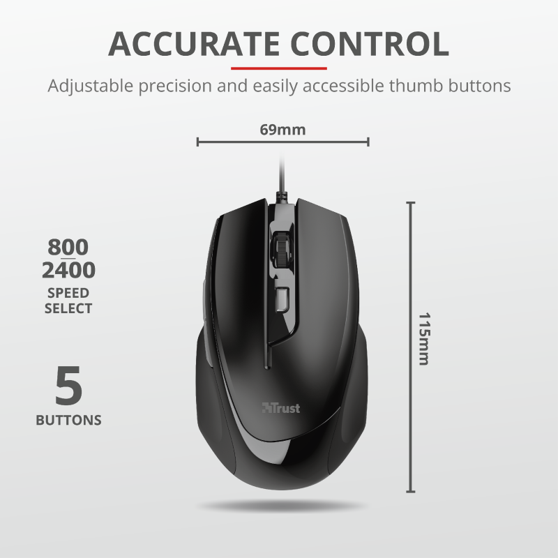 Trust Voca Comfortable Žičani Miš