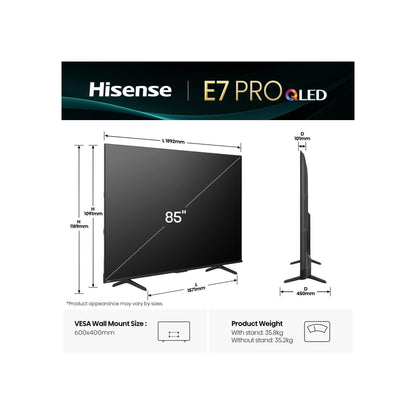 Hisense Smart QLED televizor 85E7Q PRO 144Hz 85" 4K UHD 5GOD Gar.