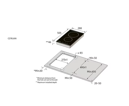 Samsung ugradbena domino ploča staklokeramička C21RJAN