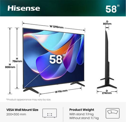 Hisense Smart televizor 58A6S 58" 4K UHD Vidaa TV 2026. 5GOD Gar.