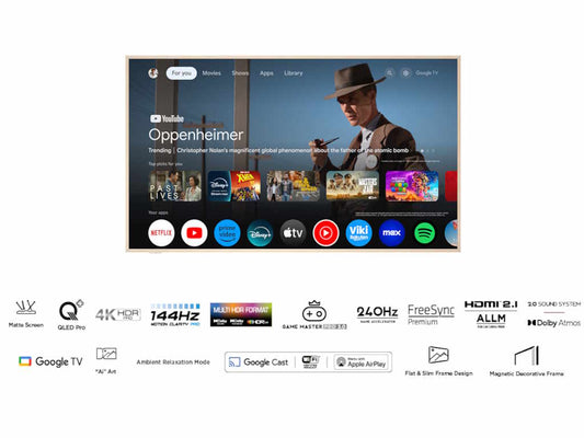 TCL 55"A300W NXTVISION 4K QLEDGoogle OS; 144Hz ART TV;Dolby Atmos; Ambient mode; HDMI 2.1