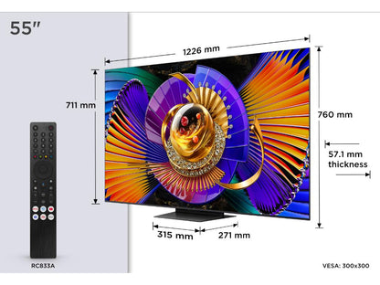 TCL 55"C7L 4K SQD-Mini LED;UHD 144Hz/288Hz FHD Google TV;B&O, 800 zones, 2700 nits