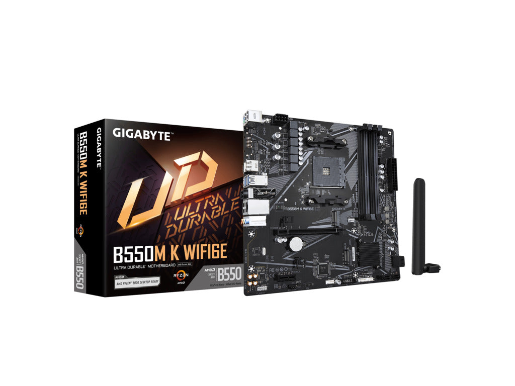Gigabyte MB B550M K WIFI6E AM4; 4xDDR4; 2xM.2; 4xSATA; 8xusB; DP; HDMI; PS2; mATX, WI-FI