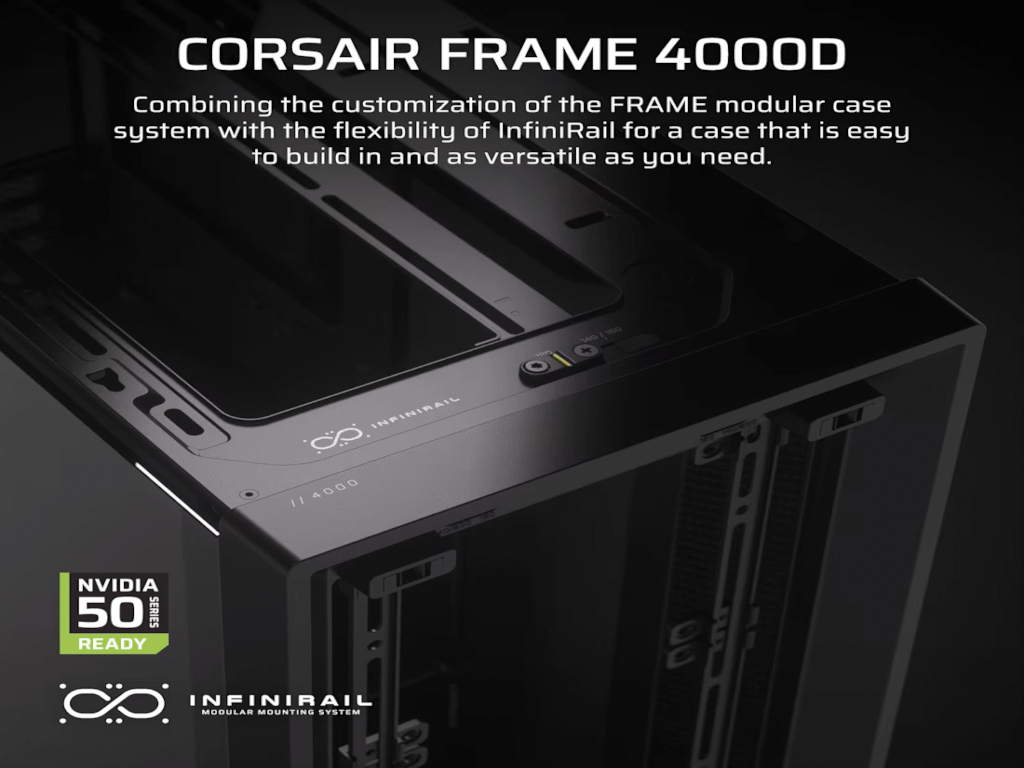 CORSAIR FRAME 4000D Case360mm radiator, 170mm cooler430mm GPU, ATX, Black