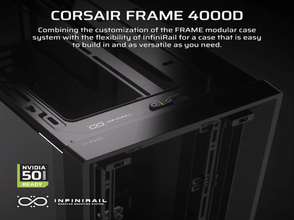 CORSAIR FRAME 4000D Case360mm radiator, 170mm cooler430mm GPU, ATX, Black
