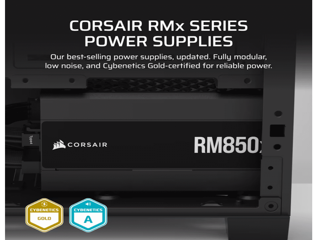 Corsair PSU 850W RM850xGold, Fully Modular, 12V-2x68xSATA, 3xPCIe, ATx 3.1, PCIe 5.1