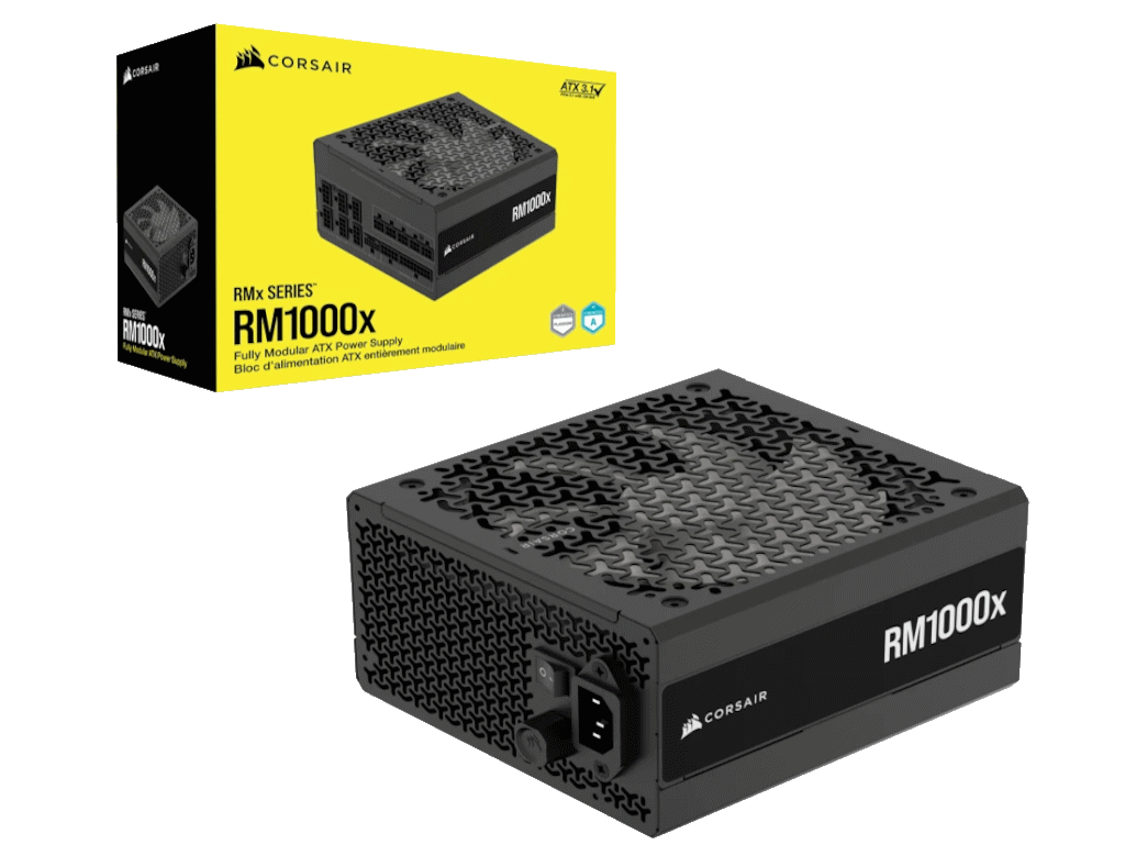Corsair PSU 1000W RM1000xGold, Fully Modular, 12V-2x612xSATA, 4xPCIe, ATX 3.1, PCIe 5.1