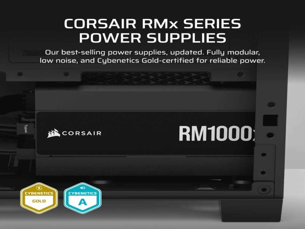 Corsair PSU 1000W RM1000xGold, Fully Modular, 12V-2x612xSATA, 4xPCIe, ATX 3.1, PCIe 5.1