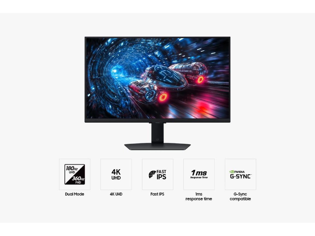 Samsung 27" Odyssey G70F 4K360Hz, IPS, 1ms, 350cd, DP2xHDMI, 2xUSB 3.2, HAS, Tilt, Swivel