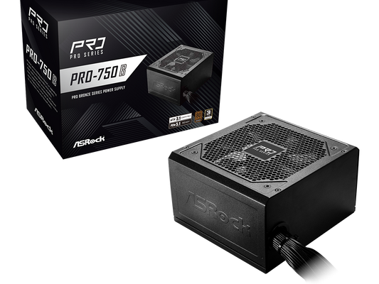 ASRock PSU 750W Bronze, Pro80PLUS, 120mm fan, ATX 3.1PCIe 5.1