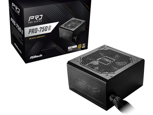 ASRock PSU 750W Gold, Pro80PLUS, 120mm fan, ATX 3.1PCIe 5.1