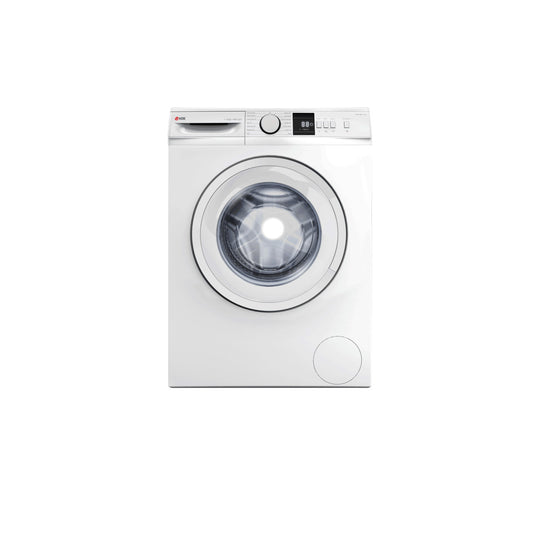 Front view of Vox WM1080LT14D 8kg washing machine with digital display and Eco-saving AquaLogic technology