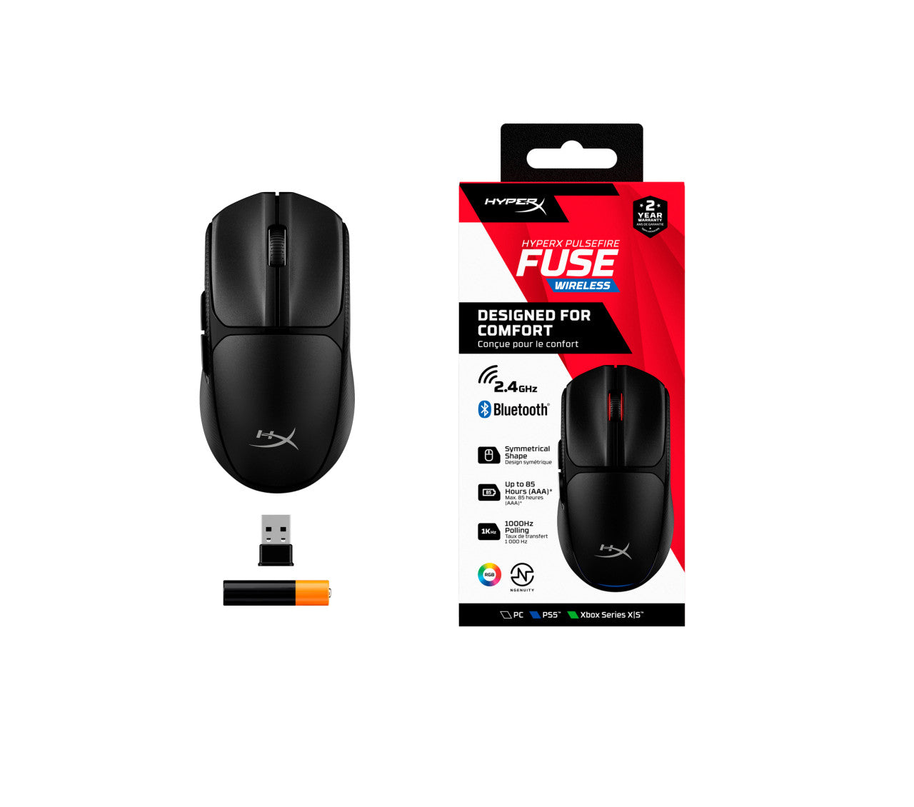 HyperX Pulsefire Fuse Wireless Miš 2.4GHz 12000DPI 75g