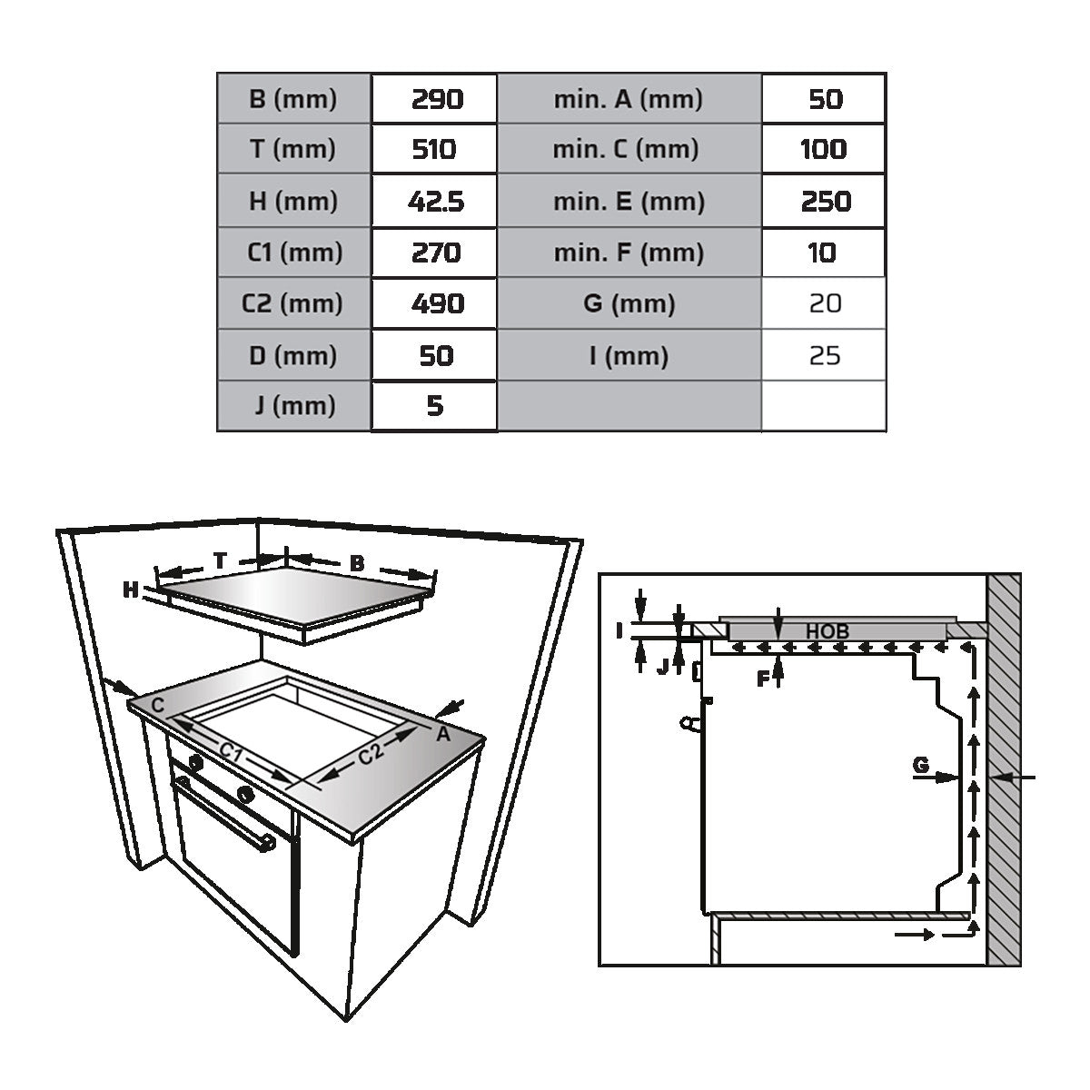 VOX Ugradbena ploča EBC200DB Domino EBC 200 DB