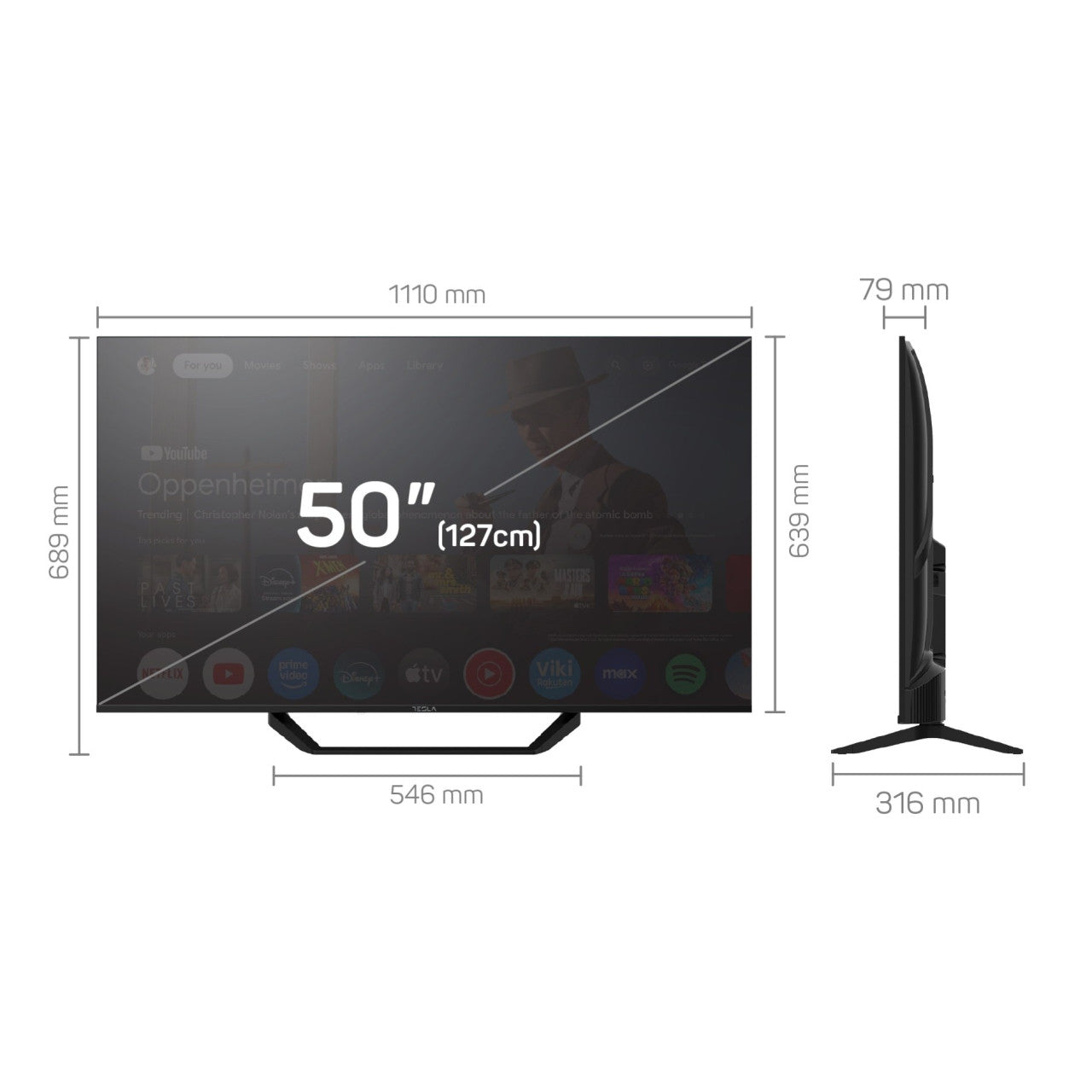 Televizor Tesla 50" 50E655BUS 4K Smart Google TV