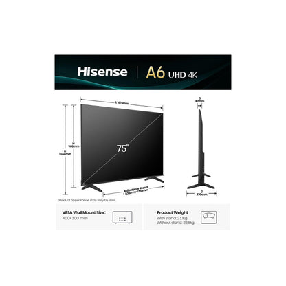 Hisense Smart TV 75A6Q 75" 4K 5GOD Gar.