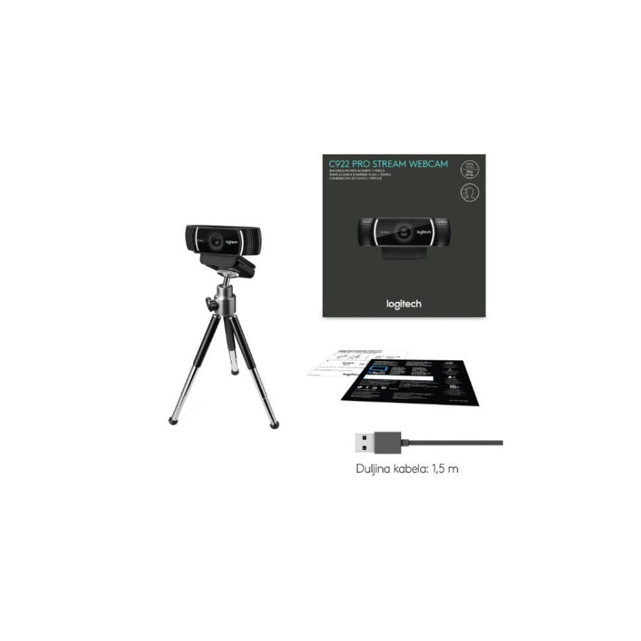 LOGITECH C922 Pro Stream Webcam Tripod Web Kamera FHD