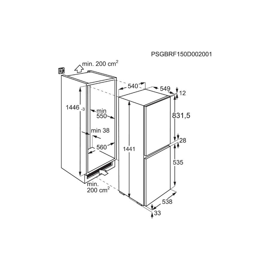 Electrolux ugradbeni frižider 144cm LowFrost LNT3LE14S
