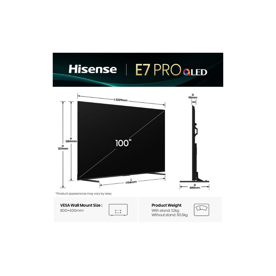 Hisense Smart QLED televizor 100E7Q PRO 144Hz 100" 4K UHD 5GOD Gar.