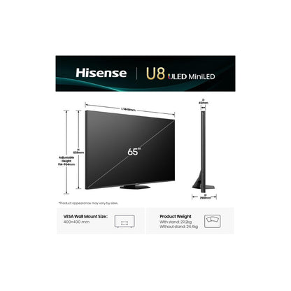 Hisense Smart Mini LED ULED televizor 165Hz 65U8Q 65" 4K UHD