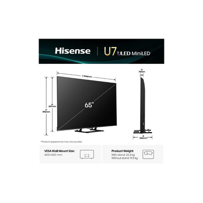 Hisense Smart Mini LED ULED televizor 144Hz 65U7Q 65" 4K UHD