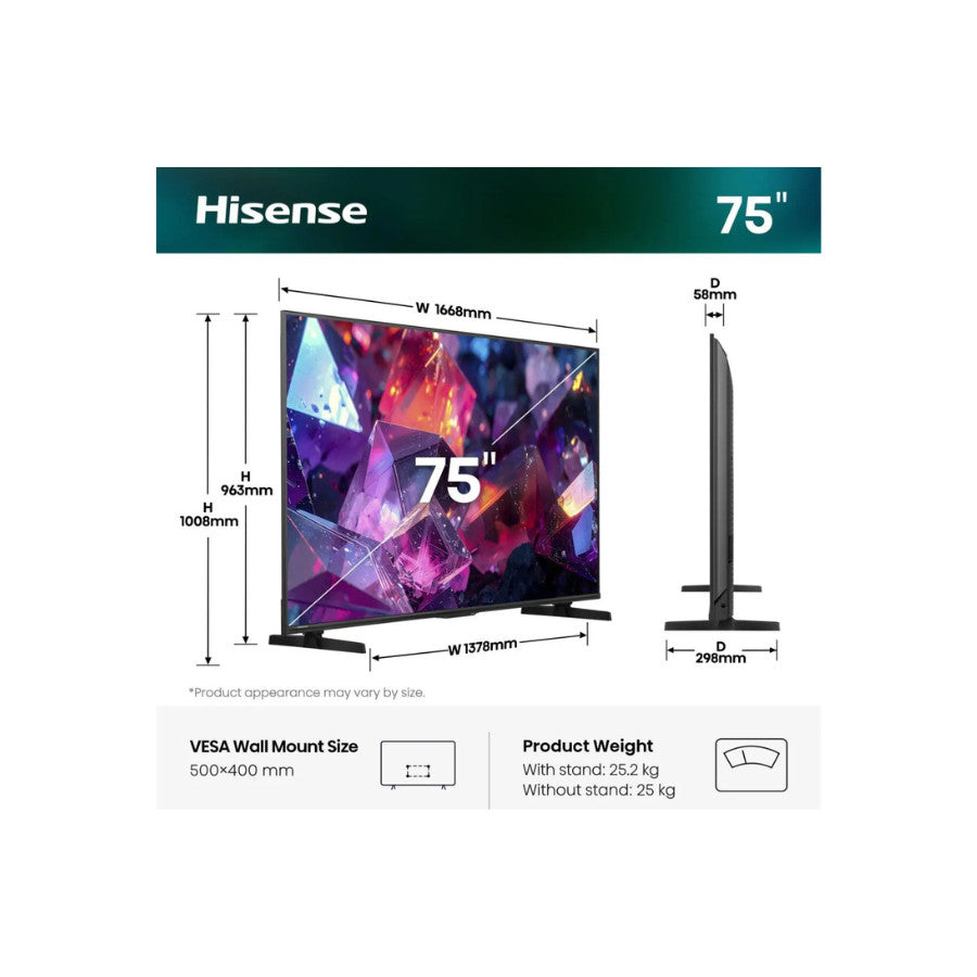 Hisense Smart QLED televizor 75E7S PRO 144Hz 75" 4K UHD 5GOD Gar.