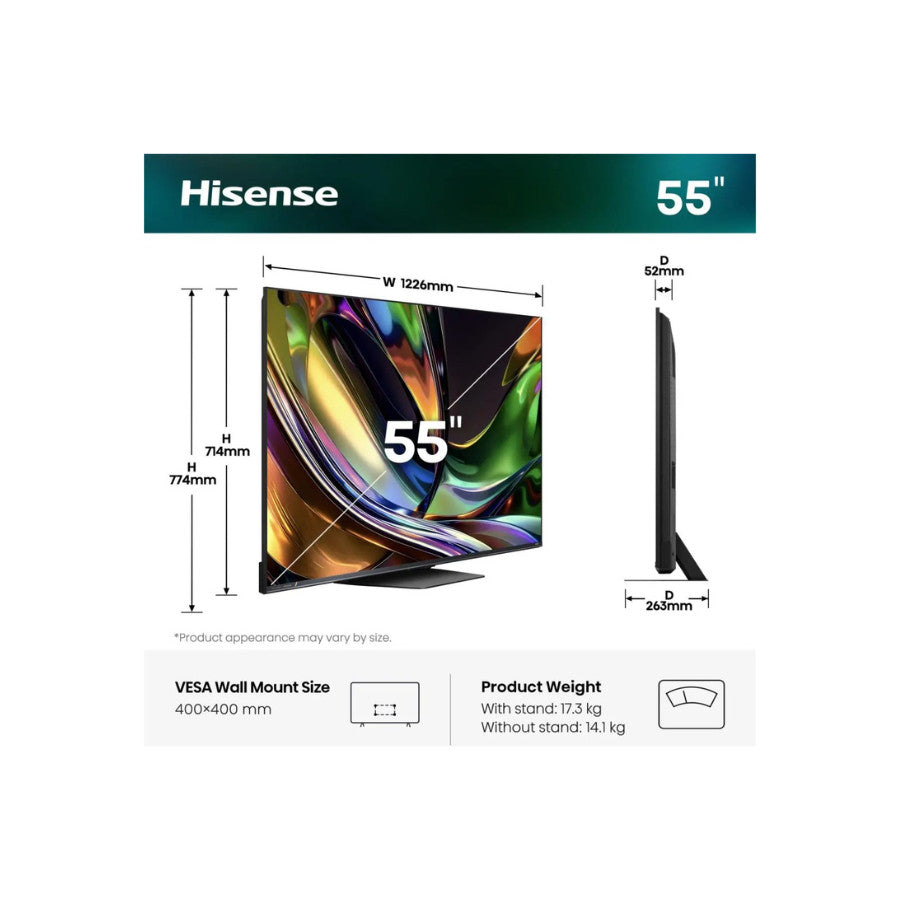 Hisense Smart RGB Mini LED ULED televizor 180HZ 55UR8S 55" 4K UHD